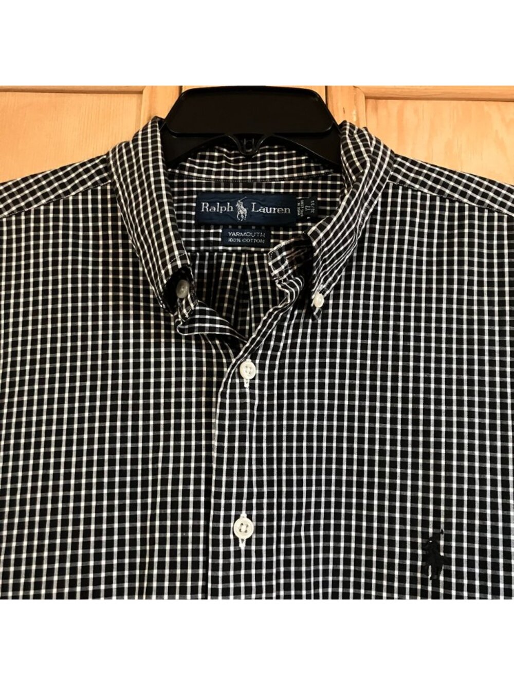 Ralph Lauren Mens Vintage Yarmouth Check Dress Shirt Size 17 32/33 Black AN EXC